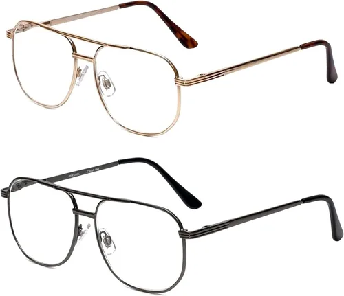 Vista 11 de Calabria 1106 - Lentes de lectura de metal con bloqueo de luz azul o lente transparente, para hombres y mujeres, diseño elegante, lectores