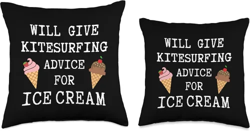 Vista 3 de Kitesurfing Gifts Kitesurfer Equipment Kitesurf Advice for Ice Cream - Cojín de kitesurf, 16 x 16, multicolor