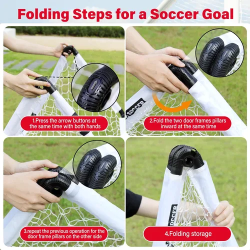 Vista 4 de KETIEE Porterías de fútbol para niños para patio trasero: juego de porterías de fútbol plegables de 35 x 23 pulgadas, portería de fútbol portátil