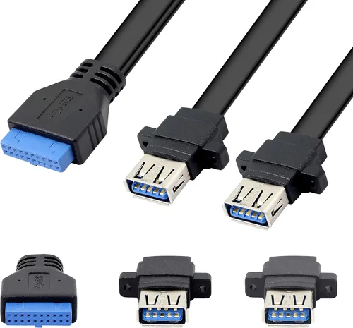 Vista 4 de XMSJSIY Cable del panel frontal USB 3.0 de la placa base 19/20pin Cable a