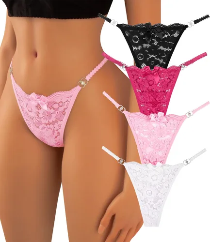 Vista 8 de Banamic Tangas de G-String para Mujer, Bragas T Back, Ropa Interior Sexy y Transpirable negro 258