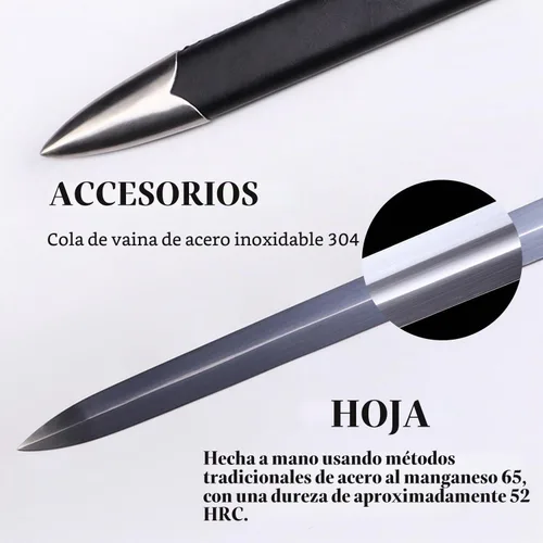 Vista 5 de Espada medieval de acero al manganeso de 48 pulgadas de 65 pulgadas