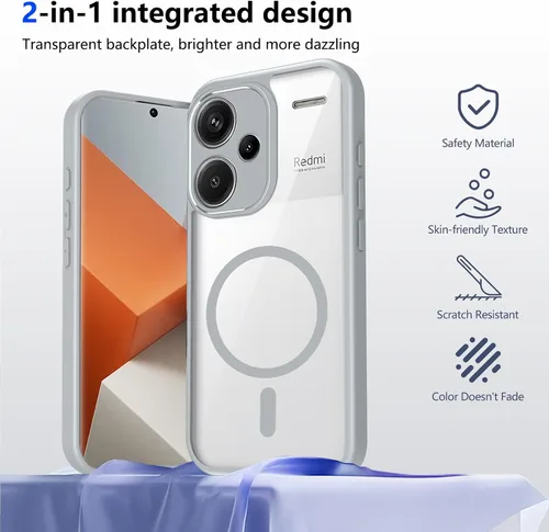 Vista 281 de Funda magnética transparente compatible con Xiaomi 17T, color negro 2 en 1 PC + TPU cubierta de teléfono a prueba de golpes, carcasa protectora