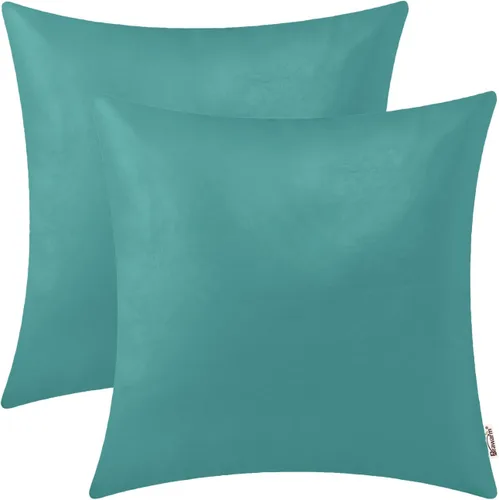 Vista 15 de BRAWARM Fundas de almohada de cuero sintético de 16 x 16 pulgadas - Juego de 2 fundas de almohada de cuero negro, fundas de almohada de cuero teñido