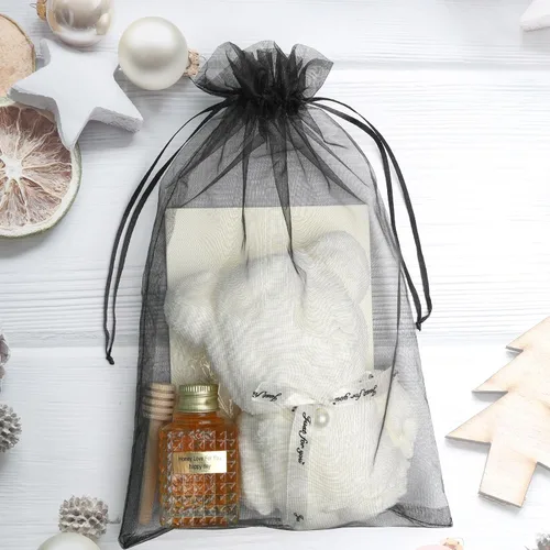 Vista 4 de Uigidori 100 bolsas de organza de alta calidad, bolsas de regalo de organza transparente de 8 x 12 pulgadas con cordón, bolsas grandes de malla