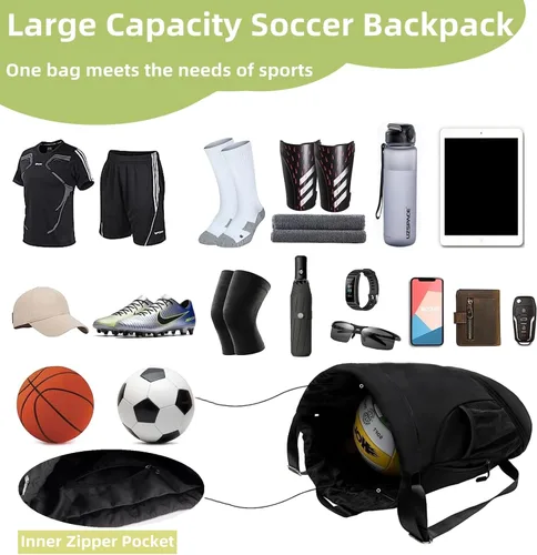 Vista 4 de Bolsas de fútbol, mochila impermeable con cordón para gimnasio, para béisbol, rugby, voleibol, yoga, bolsa deportiva de gran capacidad