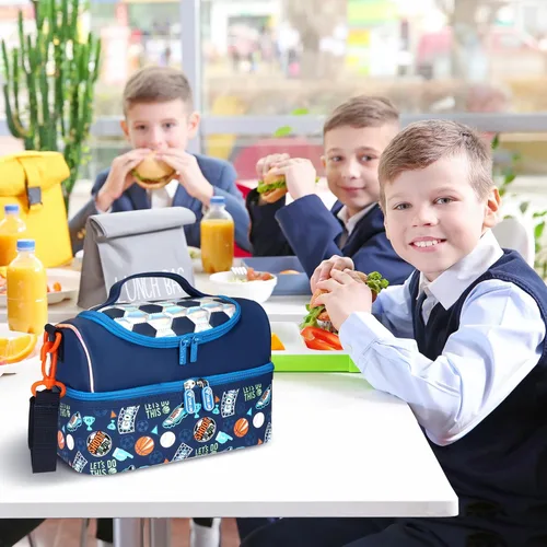 Vista 7 de RLGPBON Bolsa de almuerzo para niños, lonchera aislada para niñas y niños, bolsa de almuerzo para niños pequeños y adolescentes, lindas bolsas