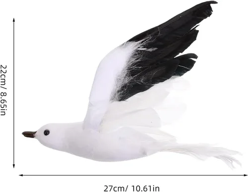 Vista 9 de jojofuny Adorno colgante con forma de gaviota, paquete de 3 unidades, decoración artificial de pájaro volador para fiestas, bodas, hogar, jardín