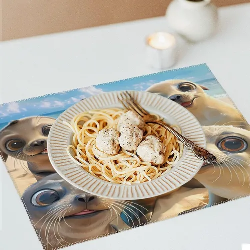 Vista 6 de Sea Lion Snap Placemats Set of 6 Resistant Table Mats Washable Place Mats for Dinner Party Table Decoration