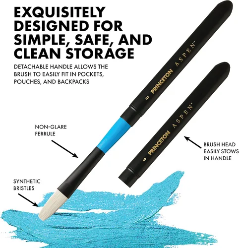 Vista 6 de Princeton Artist Brush Co. Aspen Series 6500 – Cepillo redondo de viaje de mango corto 2 – Pincel redondo sintético para pintura al óleo y acrílico