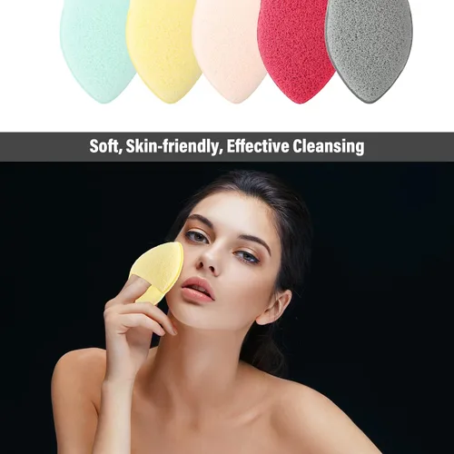 Vista 4 de 10 esponjas faciales para la limpieza diaria exfoliante, esponjas faciales para lavar la cara, esponjas exfoliantes, almohadillas faciales