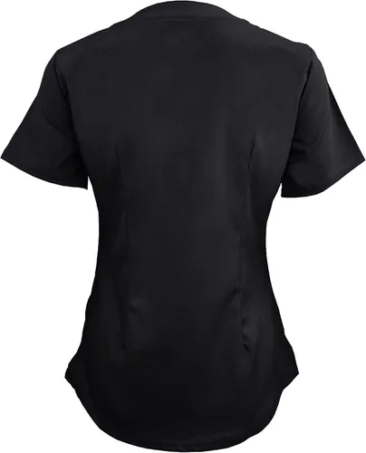 Vista 3 de M&M SCRUBS Camiseta quirúrgica elástica ultra suave con cuello caído y 2 bolsillos para mujer