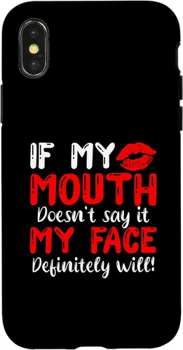 Vista 4 de Funda para iPhone 14 If My Mouth Doesn't Say It My Face Definitely Will