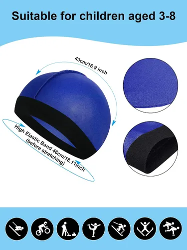 Vista 4 de Gorras de satén para niños, 6 unidades, unisex, para bebé, 360 ondas, con correa ancha, diseño de calavera