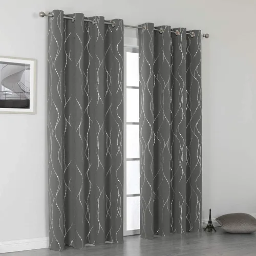 Vista 7 de SMILE WEAVER Cortinas opacas grises para sala de estar de 45 pulgadas de largo, 2 paneles, cortinas de oscurecimiento de habitación, diseño de Gris