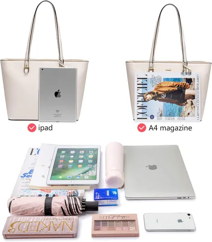 Vista 5 de LOVEVOOK Bolsos de mano para mujeres, bolsos de hombro, bolso tote, bolso satchel, bolso hobo, conjunto de bolso de 3 piezas