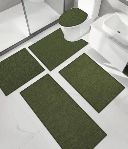 Vista 41 de Chakme Juego de 2 alfombras de baño ultrafinas, absorbentes, antideslizantes, lavables a máquina, color negro, 17 x 24 pulgadas / 17 x 30 pulgadas