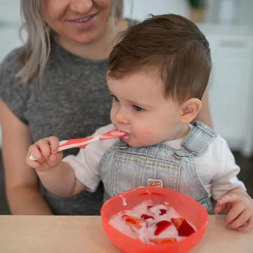 Vista 13 de Dr. Brown's Cucharas suaves para niños pequeños con mango largo para destete guiado por bebés, sin BPA (paquete de 72)