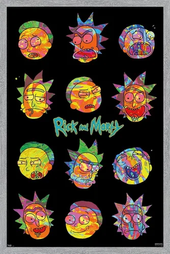Vista 12 de Trends International Rick And Morty - Póster de pared Vaporwave, 22.4 pulgadas de largo x 14.7 pulgadas, versión enmarcada en madera de granero