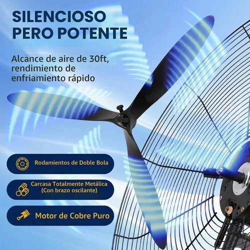 Vista 8 de 24 Inch Wall Mount Fan Oscillating, High Velocity Industrial Wall Fans