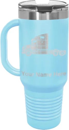 Vista 23 de LaserGram Taza de café aislada al vacío de 15 onzas, cabina de camión, grabado personalizado incluido (negro)