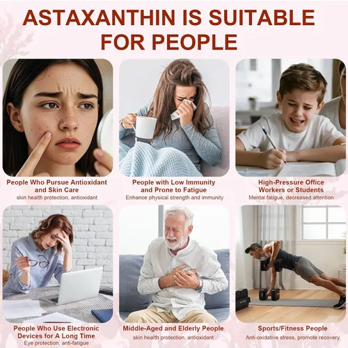 Vista 7 de Astaxantina 12 mg, 240 cápsulas blandas, suplementos antioxidantes de astaxantina premium, apoya los ojos, la piel, inmune, circulación interna, sin