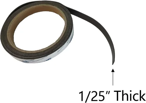 Vista 3 de Tira magnética flexible de neodimio de 1.00 pulgadas de ancho, cinta magnética de goma con autoadhesiva 3M (60 pulgadas), rollo de tiras de cinta