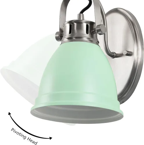 Vista 5 de JONATHAN Y Lámpara LED de tocador de 7 pulgadas, color verde menta/níquel, aplique de pared ajustable para espejo de baño, luz de cocina bohemia
