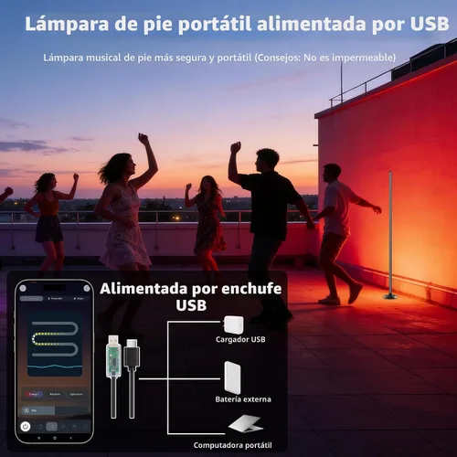 Vista 6 de NBBUFF IC+RGBW Lámpara de pie de esquina LED con aplicación alimentada por