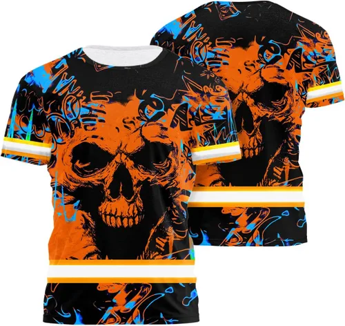 Vista 18 de Camisa de alta visibilidad de calavera con bandera de Estados Unidos para hombres, camisas de seguridad con nombre personalizado, ropa de trabajo