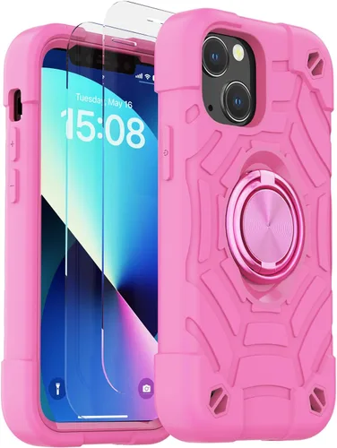 Vista 10 de KCJ Funda para iPhone SE 2022/2020, iPhone 8/7/6/6S, con [2×Protectores de Pantalla][Soporte de Anillo] Silicona Suave+PC Duro Protección Completa