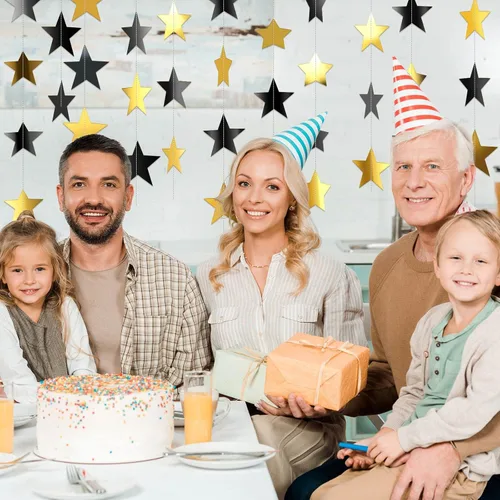 Vista 5 de Patelai Guirnalda de estrellas con purpurina 2026, decoración de graduación de 130 pies, pancarta colgante de estrella para fiesta, cumpleaños