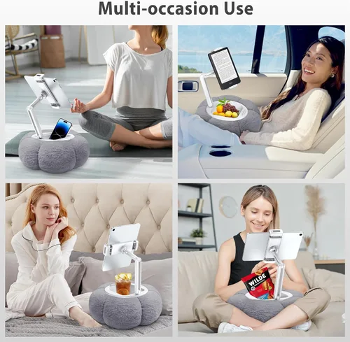 Vista 6 de CreaDream - Soporte de almohada en forma de calabaza para tableta, Kindle, iPad, soporte ajustable para teléfono con almohada para regazo y cama
