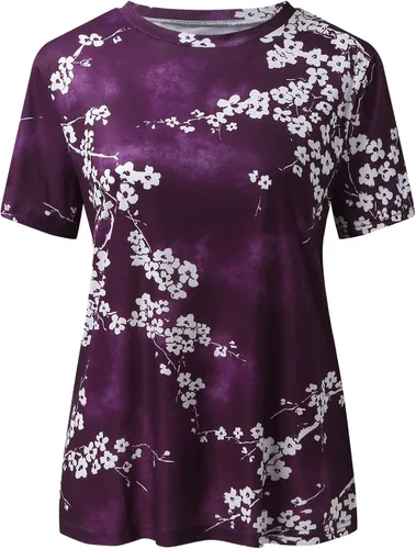 Vista 3 de MOLayys Shirts for Teens Girls,Women Retro Printed Graphic Tees Round Neck Loose T-Shirt Casual Dressy Blouses Tunics