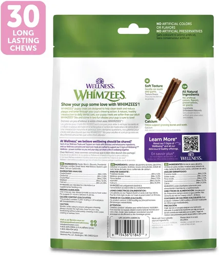Vista 9 de WHIMZEES Wellness Golosinas Dentales para Cachorros, Tamaño Extra Pequeño y Pequeño en Palito, (30 Unidades)