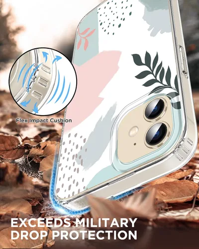Vista 3 de Funda para iPhone 12 para mujer, [con protector de pantalla] ajuste delgado, diseño floral bohemio, lindo iPhone 12 Pro, patrón que nunca se