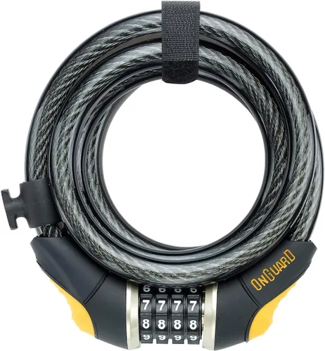 Vista 2 de Onguard Doberman - Cable de bobina reiniciable, cable de bobina negro, bloqueo combinado de 0.394 in x 6 pies
