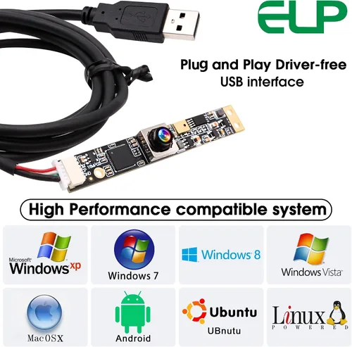 Vista 6 de ELP Cámara USB de enfoque automático de 16 MP con micrófono para computadora Mini UVC USB2.0 Lightburn Cámara Micro USB Seguridad PC Módulo de Lente