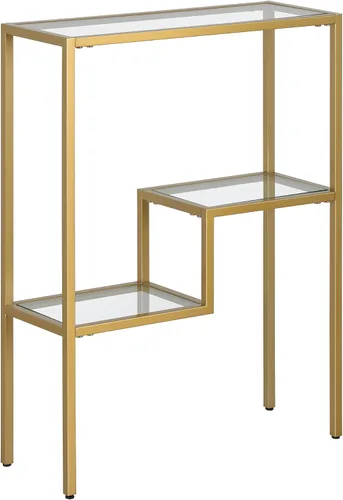 Vista 9 de Henn&Hart Mesa rectangular de vidrio estrecha de 22 pulgadas, mesa de entrada, mesa de sofá con estante de vidrio de dos niveles para entrada, sala