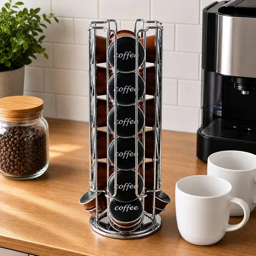 Vista 3 de Restaurantware Soporte para cápsulas de café de 5.51 x 5.51 x 12.99 pulgadas, 24 Dolce Gusto, organizador de cápsulas de café, cajón