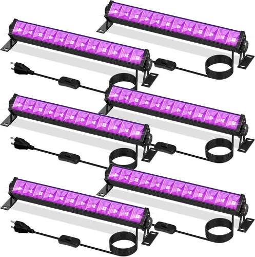 Vista 9 de Barra de Luz Negra de 40W, Luz Negra LED con Cable de 6 Pies e Interruptor, Luces Negras para Fiesta Fluorescente, Halloween, Cumpleaños, Pintura
