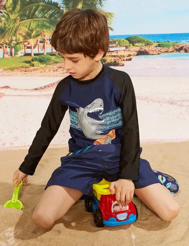 Vista 6 de PHIBEE Camiseta de protección solar UPF 50+ de manga larga para niños