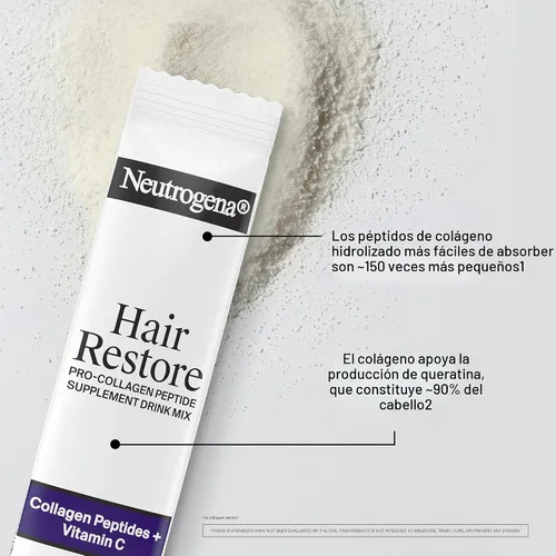Vista 3 de Neutrogena Suplemento peptídico pro-colágeno para restauración del cabello, 20 paquetes Powder Drink Mix with Vitamin C, Supports Keratin