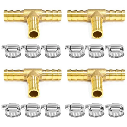 Vista 14 de Da by 3 unids 1/2" (12.5mm) Barb Splicer Mender Hose Latón Barb Fitting con 6 abrazaderas de tubo de acero inoxidable para agua/combustible/aire
