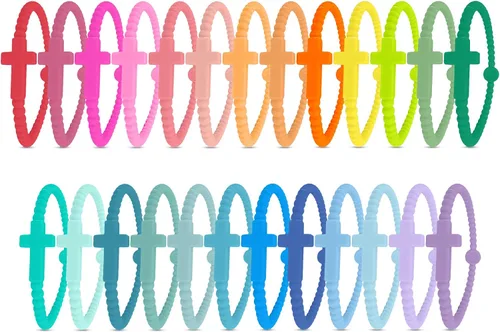 Vista 25 de Ryan & Rose Pulseras Jesús - Pulsera de silicona cruzada aleación