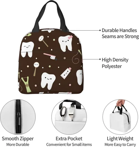 Vista 6 de Lonchera para dentistas, higienista dental para mujeres y hombres, bolsa de picnic aislada, hielera térmica, bonita bolsa de mano para trabajo