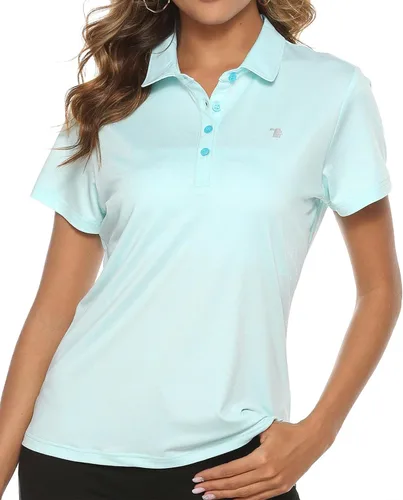 Vista 30 de TBMPOY Camisetas polo de golf de manga corta para mujer, ligeras, con absorción de humedad, con cuello, T-shirt de secado rápido de 4 botones