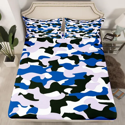 Vista 9 de Erosebridal Juego de ropa de cama de camuflaje para niños, sábanas de camuflaje militar, tamaño individual para adolescentes, jóvenes, adultos