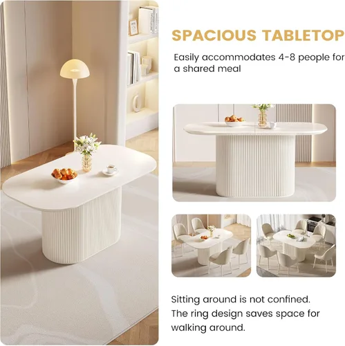 Vista 7 de Juego de mesa de comedor ovalada de 62.99 pulgadas para 4, juego de mesa de cocina de 5 piezas, mesas de comedor modernas con 4 sillas para cocina