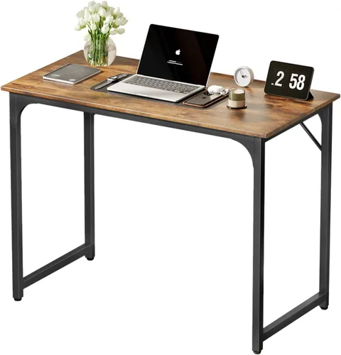Vista 9 de Dopinmin Escritorio para computadora de 39.4 pulgadas, escritorio de oficina en casa, escritorio de trabajo moderno, escritorio de escritura
